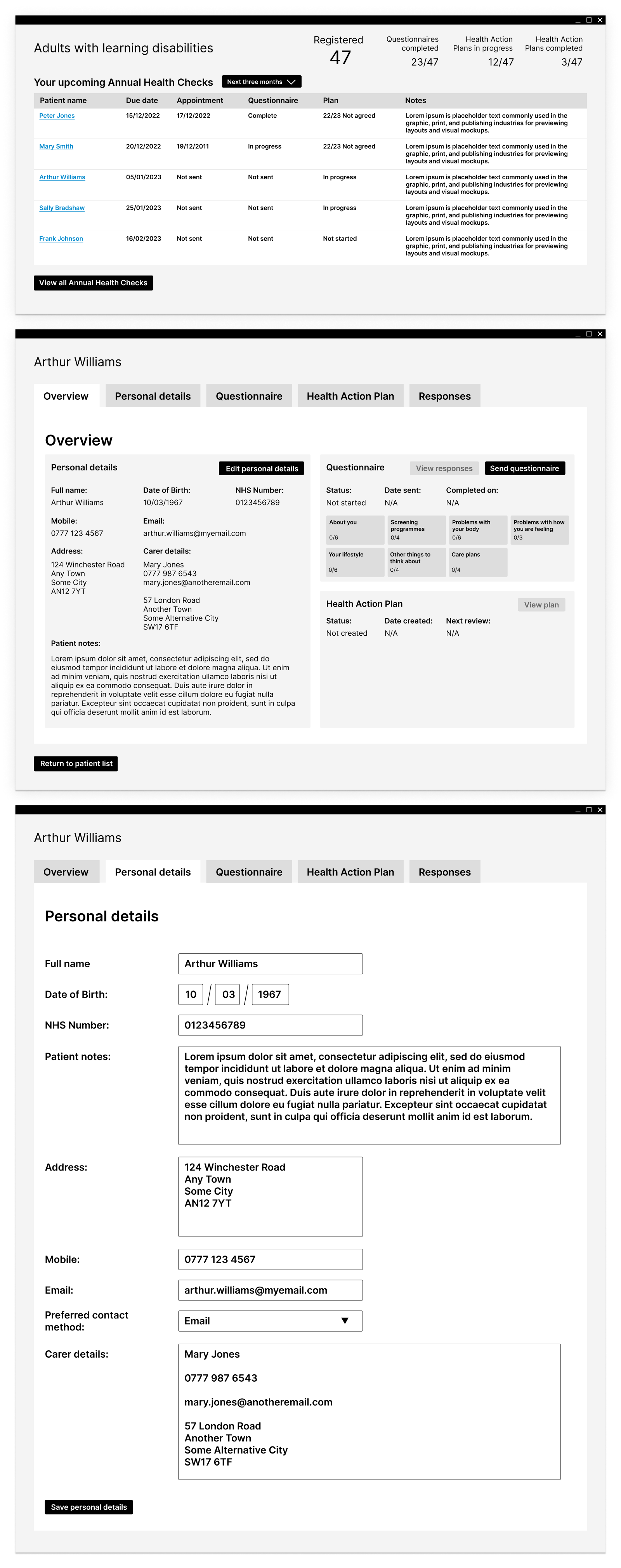 A patient with their family and multiple view of the system