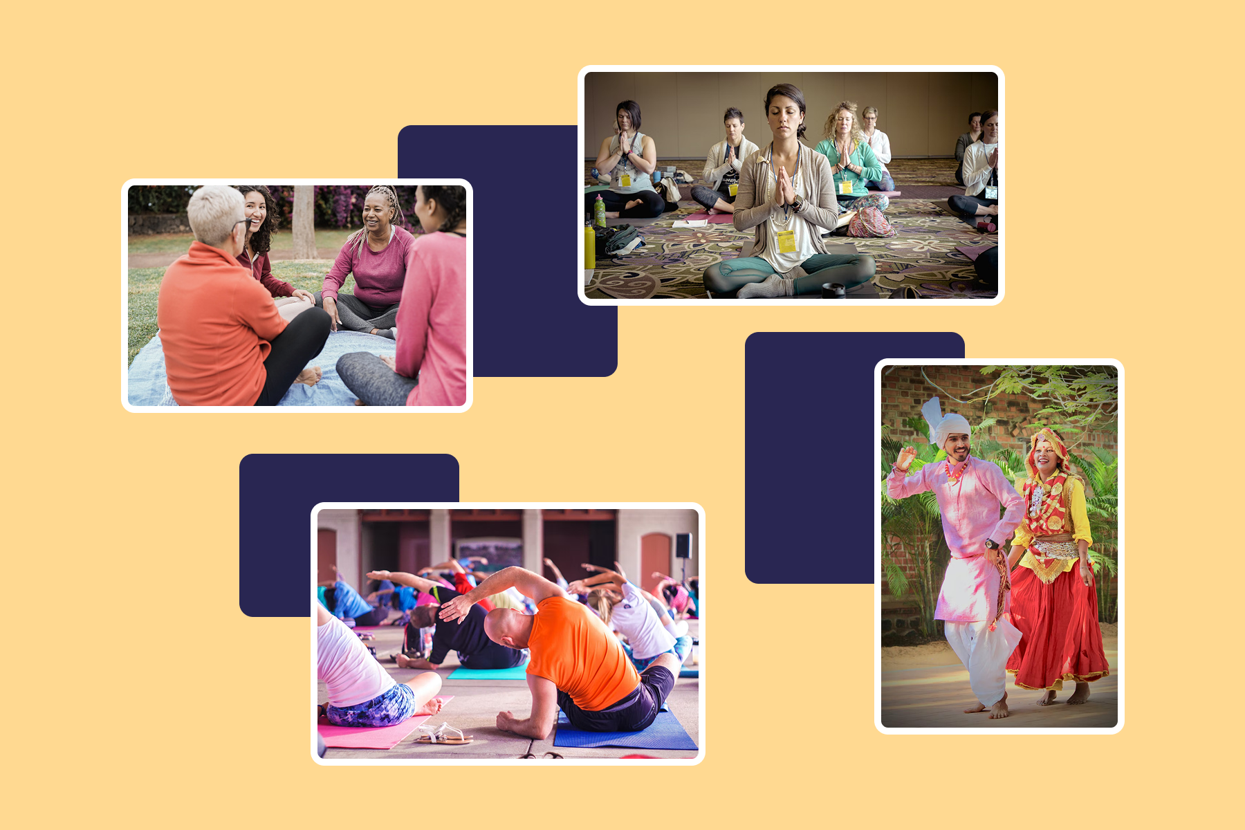 Collage of people doing activities